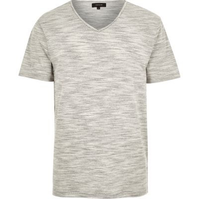 Grey marl V-neck t-shirt